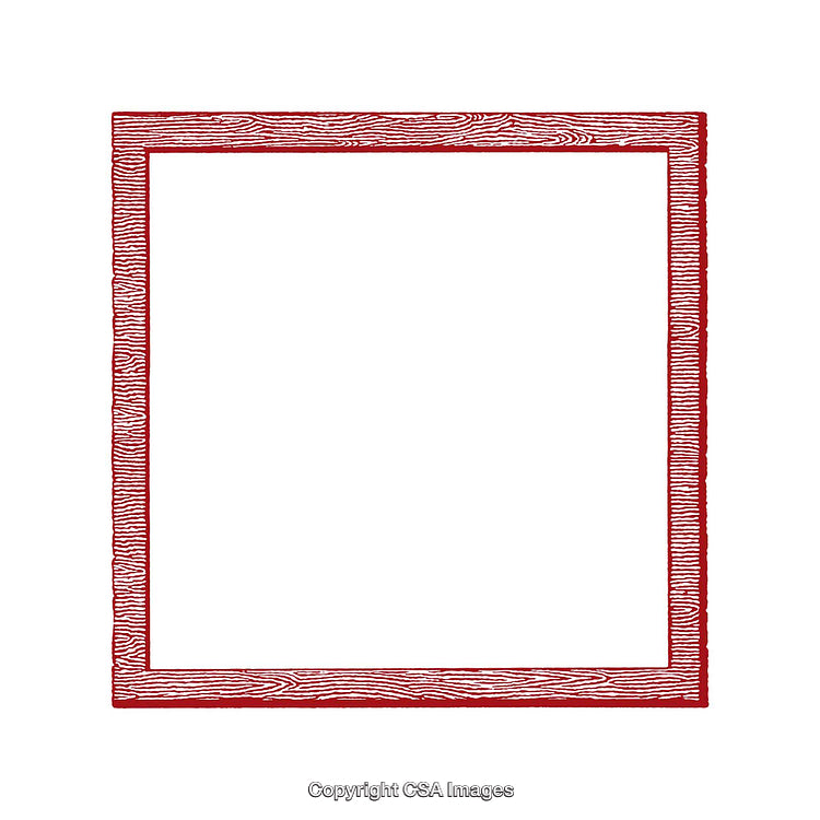 Vintage Style Red Wooden Frame With Engraved Texture and White Background