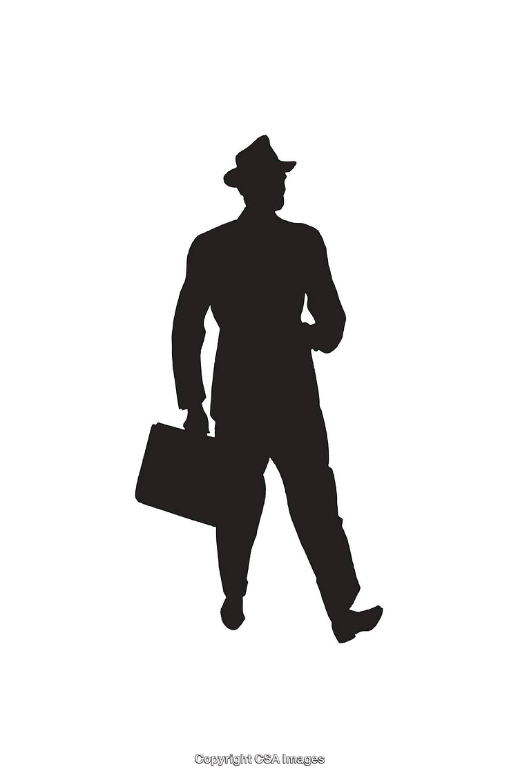 Silhouette of a Businessperson Holding a Briefcase in Motion