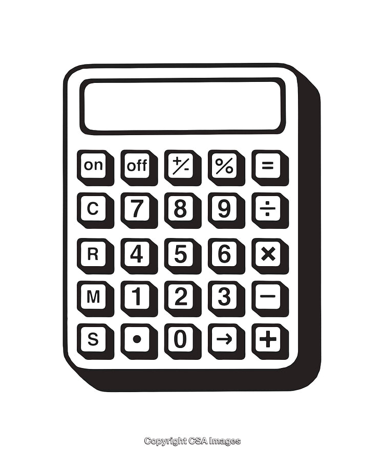Black and White Illustration of a Digital Calculator