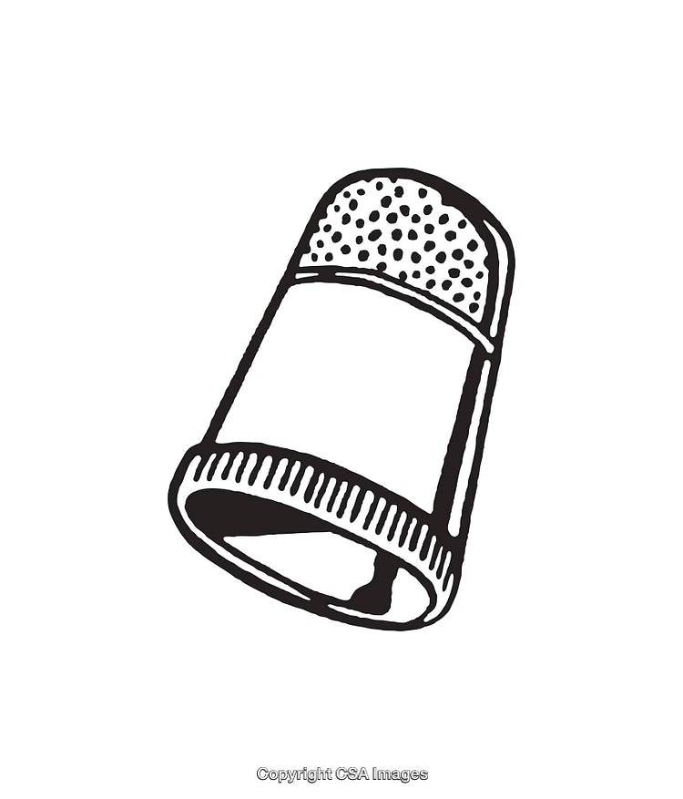 Black and White Sketch of a Thimble for Sewing and Crafting