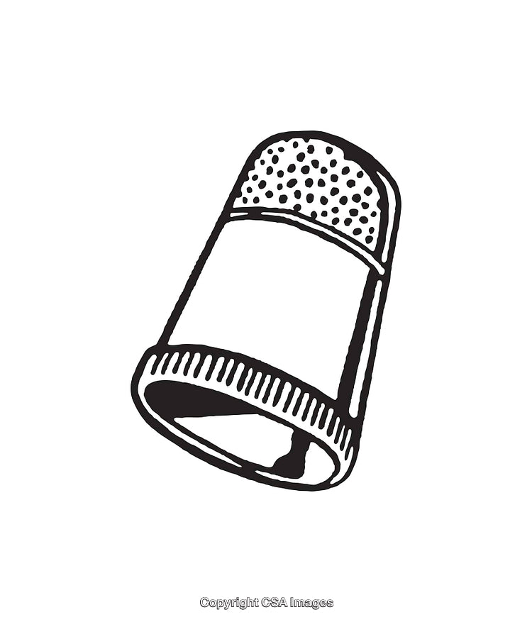 Black and White Sketch of a Thimble for Sewing and Crafting