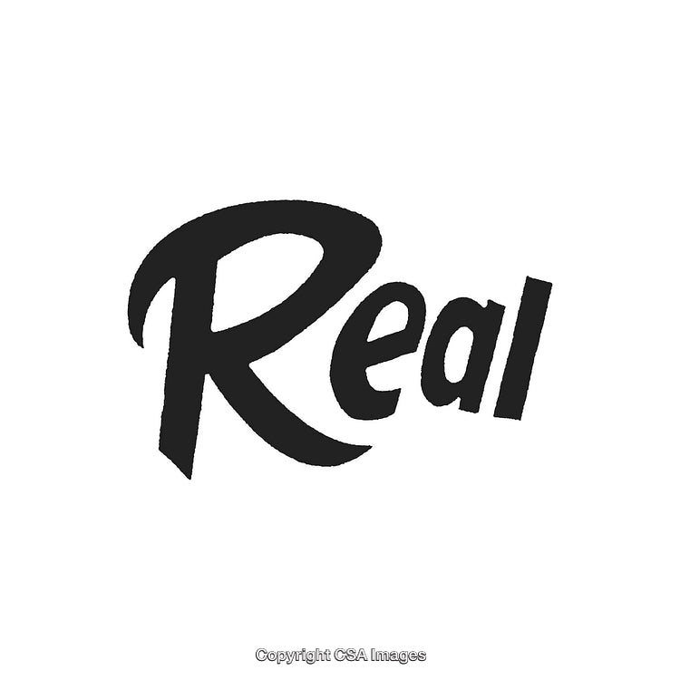 Bold Black Text Highlighting the Word 'Real' on a White Background