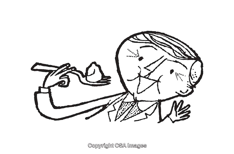Black And White Line Art Illustration of a Person Eating