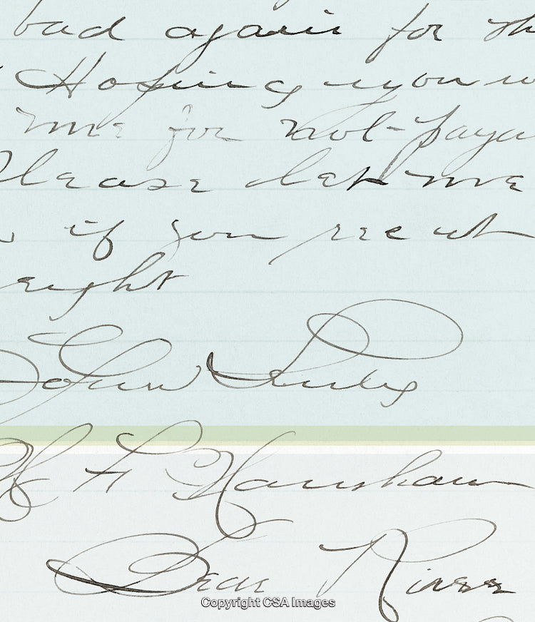 Vintage Handwriting Sample on Lined Paper with Elegant Calligraphic Style