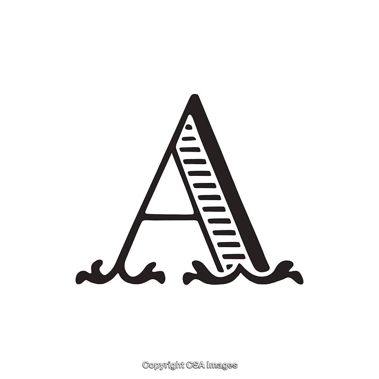 Creative Illustration of The Letter A with Wavy Water Design