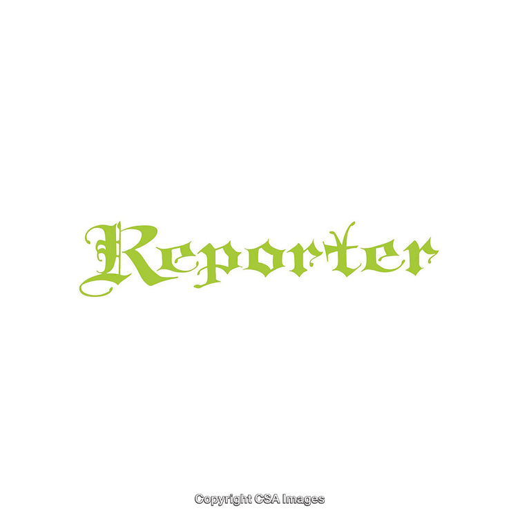 Green Gothic Style Typography of the Word 'Reporter' on White Background