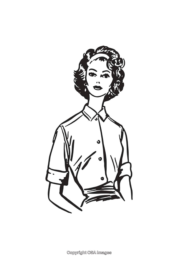 Vintage Black and White Illustration of a Stylish Woman