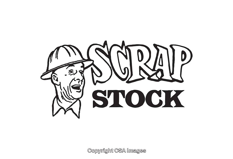 Vintage Black and White Line Art Illustration of Scrap Stock