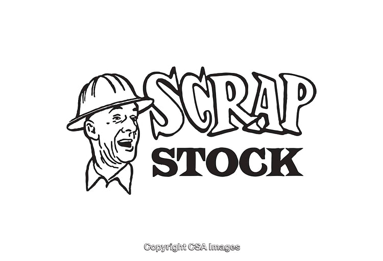 Vintage Black and White Line Art Illustration of Scrap Stock