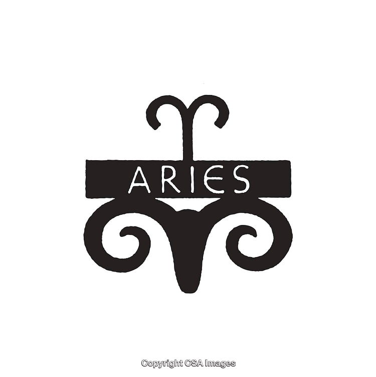 Stylized Aries Zodiac Symbol Line Art Illustration in Black and White
