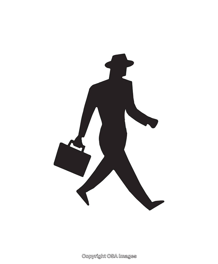 Black Silhouette of a Business Person Carrying a Briefcase in Motion