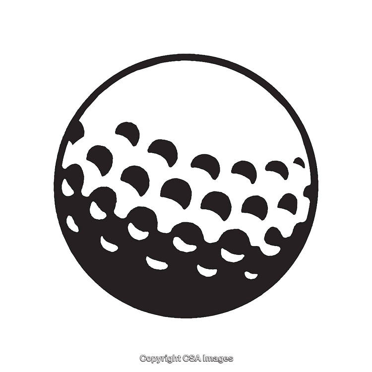 Black And White Line Art Illustration of a Golf Ball