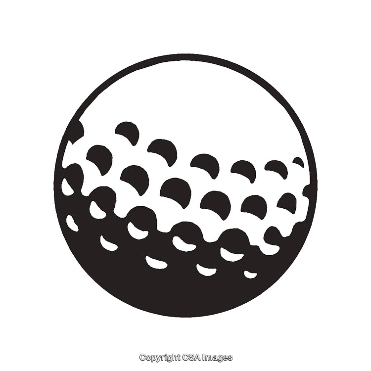 Black And White Line Art Illustration of a Golf Ball