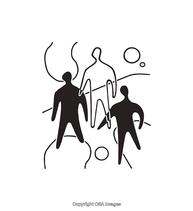 Abstract Silhouettes Depicting Human Figures in a Minimal Art Style