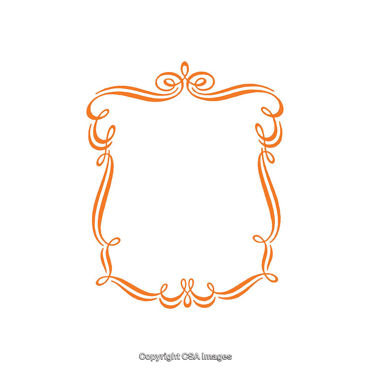 Elegant Hand-Drawn Ornamental Frame in Vibrant Orange Swirl Design