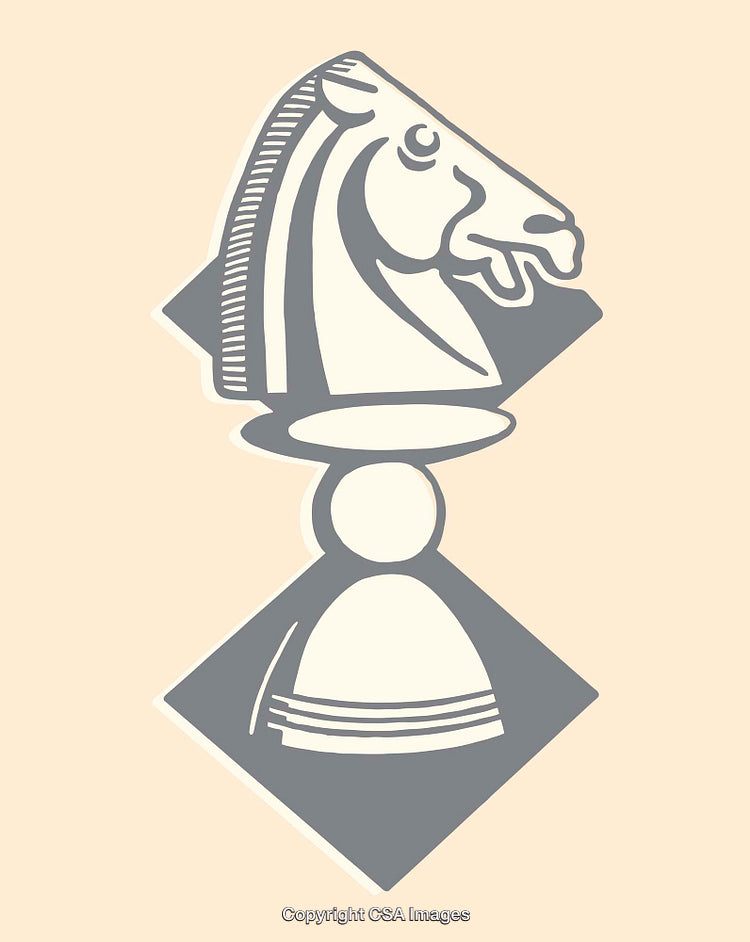 Abstract Illustration of a Knight Chess Piece with Elegant Line Art