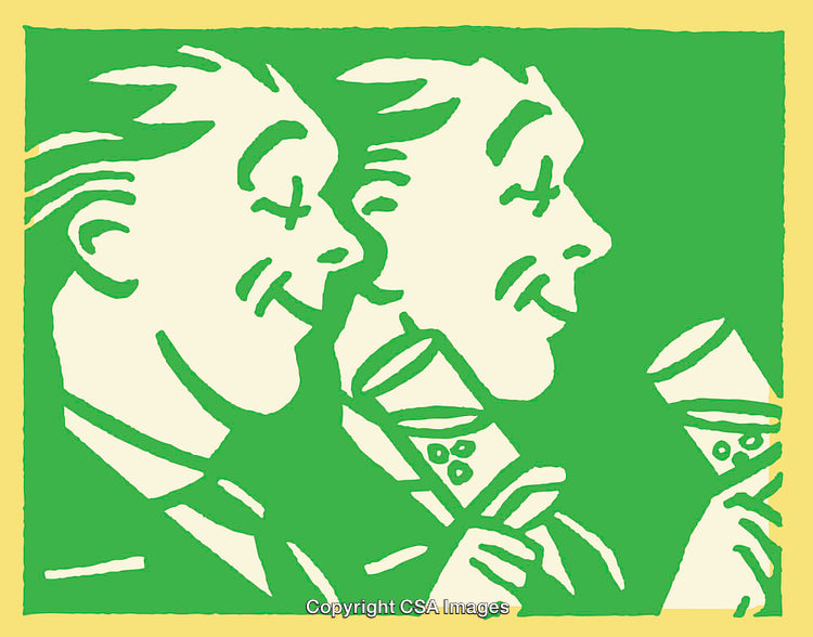 Colorful Line Art Illustration of People Enjoying Toast With Drinks