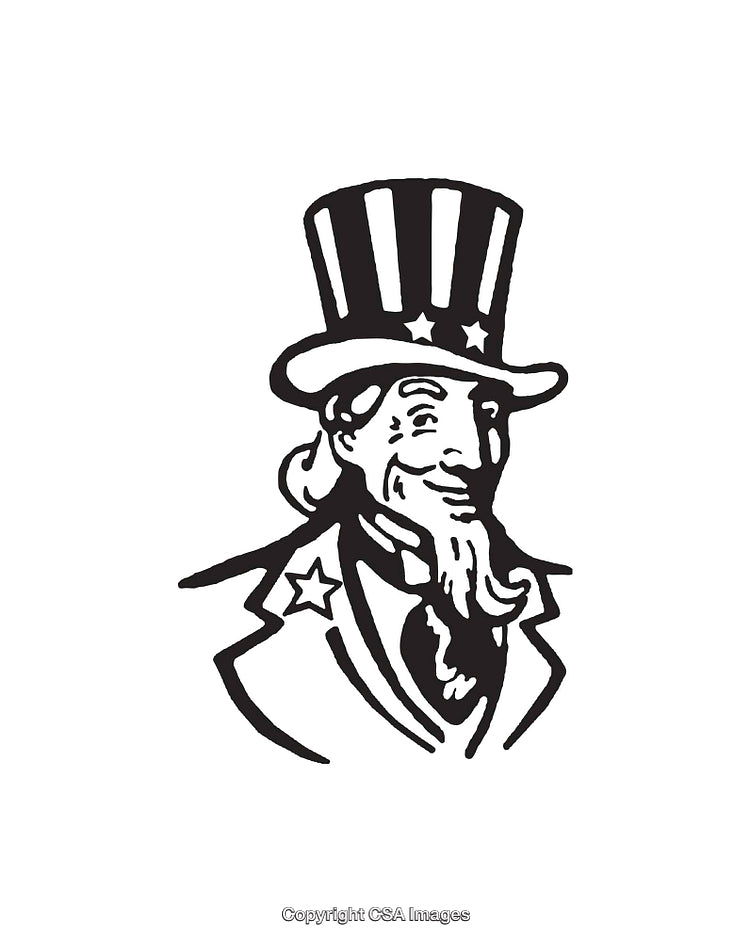 Illustration of Patriotic Figure in Classic Line Art Style