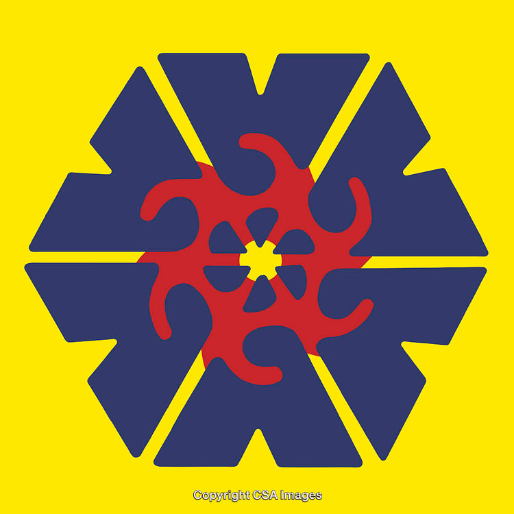 Abstract Geometric Design with Bold Colors and Symmetry