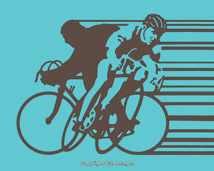 Dynamic Line Art Illustration of Cyclists in Motion