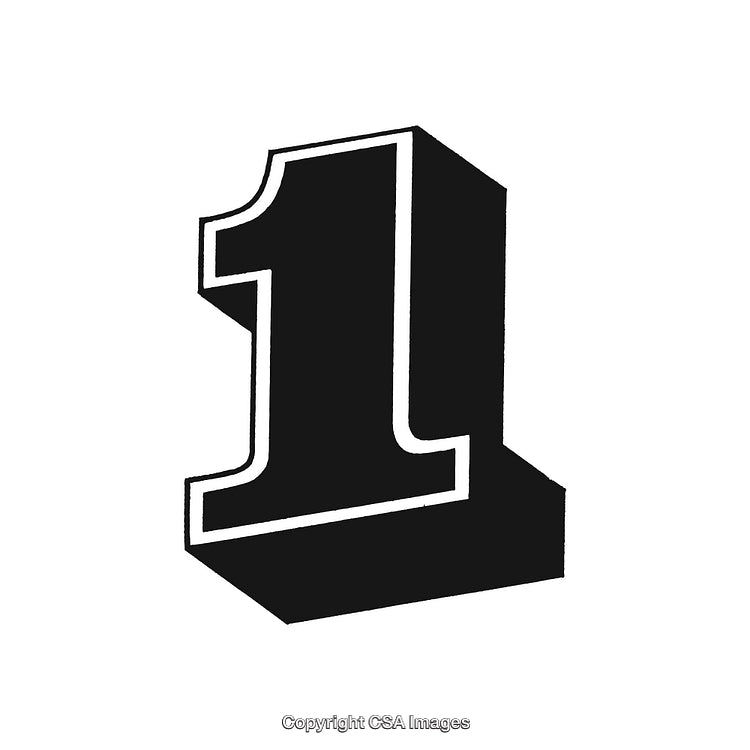 Bold Black And White Number One With Shadow Effect Design