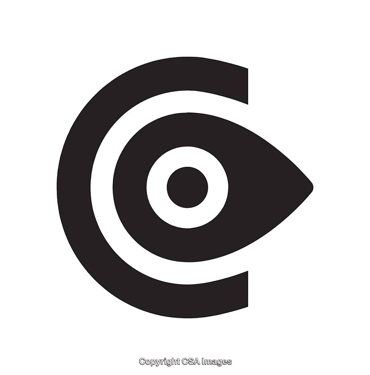 Abstract Eye-Shaped Black and White Circular Geometric Icon Design