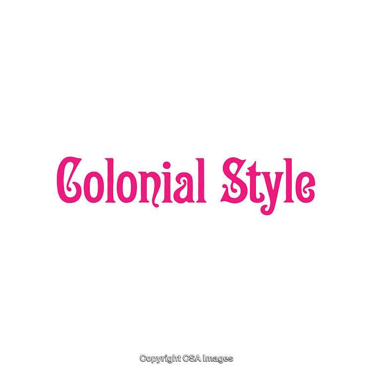 Colonial Style Typography in Bold Pink on Clean White Background