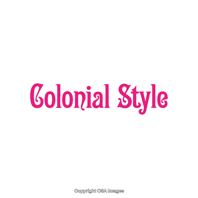 Colonial Style Typography in Bold Pink on Clean White Background