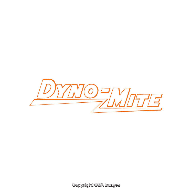 Orange Designed Typography Logo Featuring the Words 'Dyno-Mite' in Bold Style