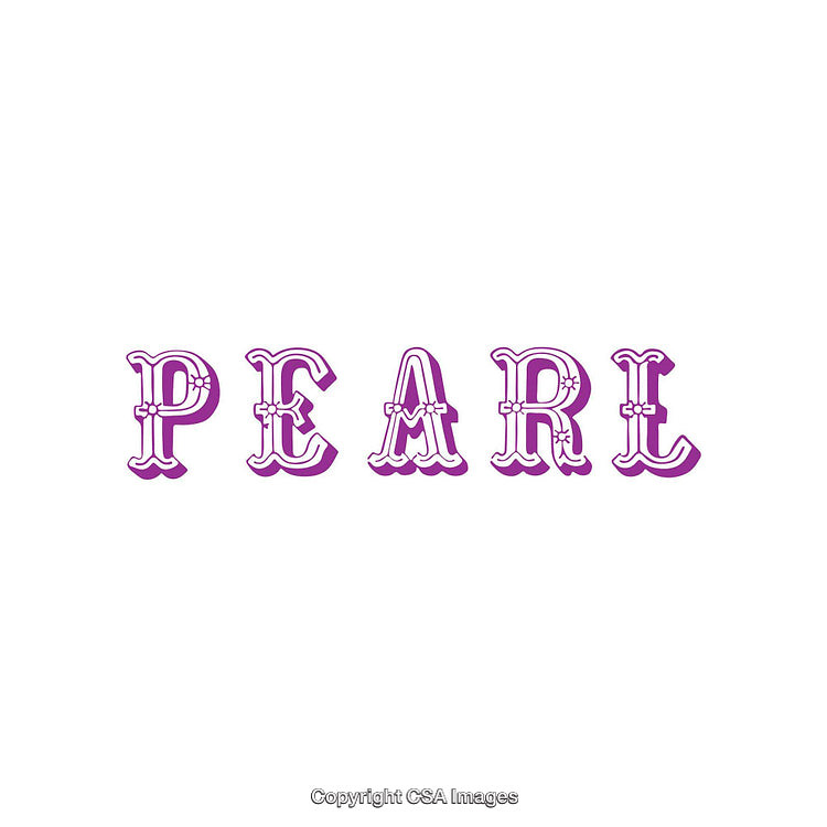 Purple Ornate Typography Artwork Featuring the Word PEARL in Vintage Script