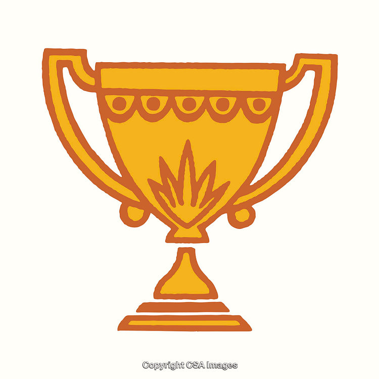 Golden Trophy Icon - Achievement and Victory Symbol in Line Art Style