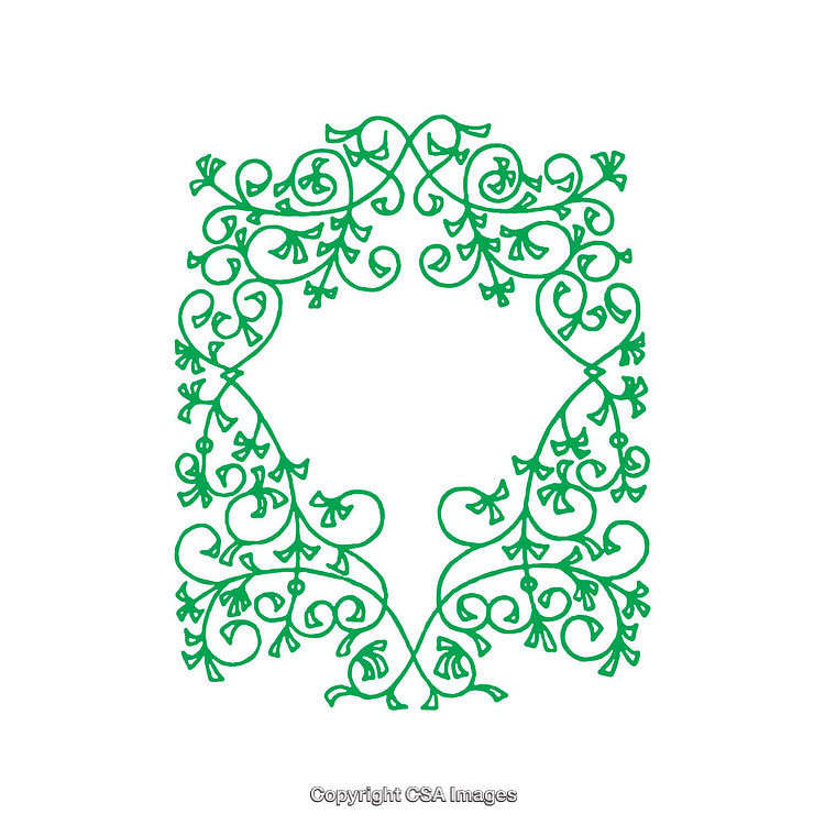 Intricate Green Floral Decorative Design With a Symmetrical Frame