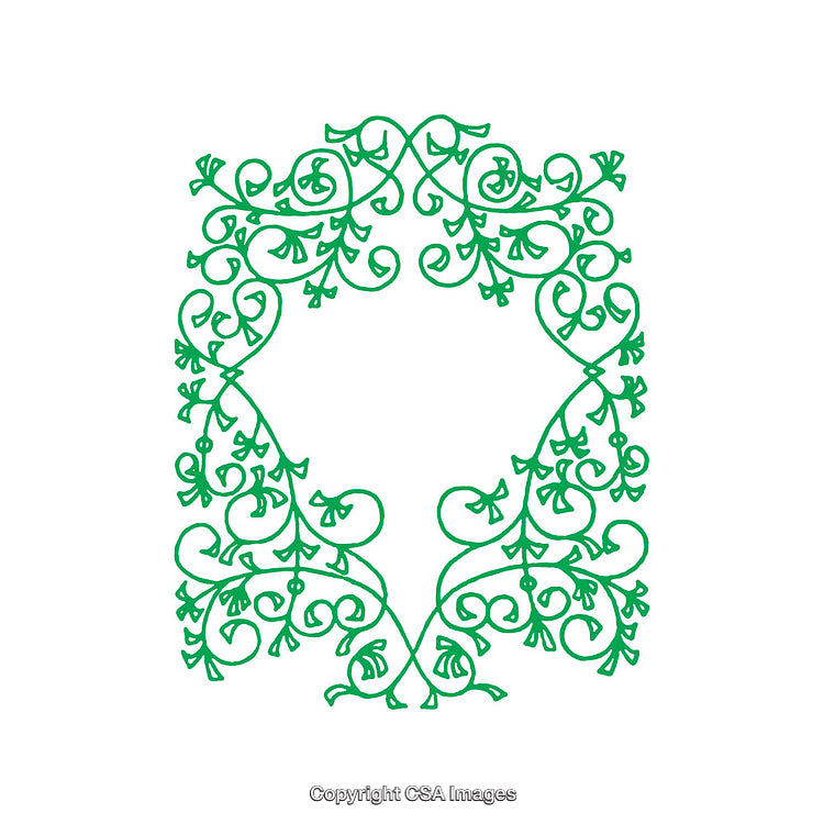 Intricate Green Floral Decorative Design With a Symmetrical Frame