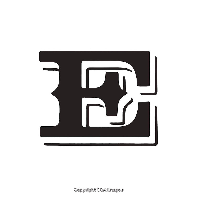 Black Stylized Render of the Letter E on White Background