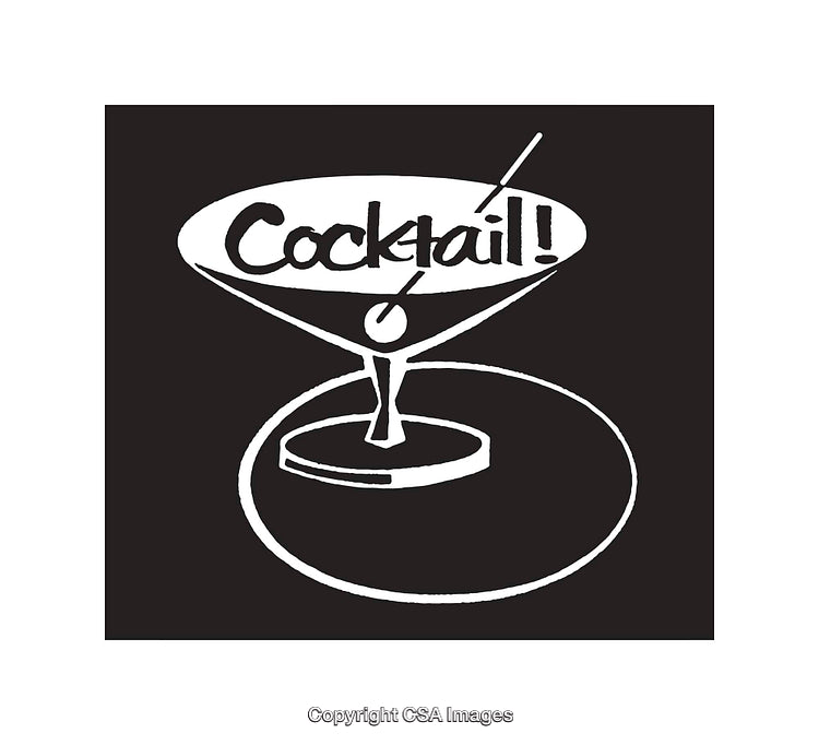 Creative Black and White Line Art Depiction of a Martini Cocktail Glass