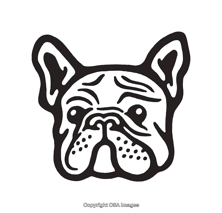Black and White Line Art Illustration of a Bulldog Face Design
