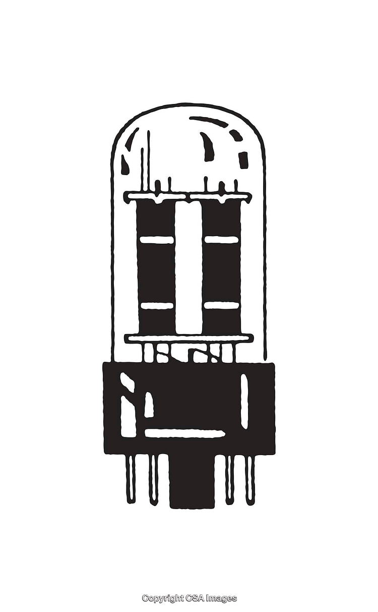 Vintage Black and White Illustration of a Vacuum Tube Design