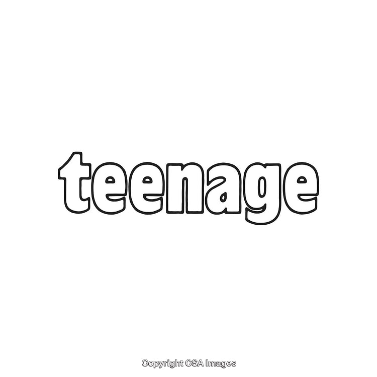 Black and White Vector Design Featuring the Word Teenage in Bold Letters