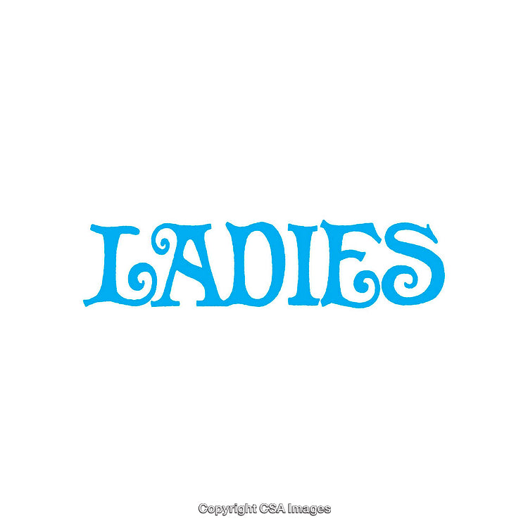 Decorative 'Ladies' Word Art Text in Blue Color with Ornamental Style