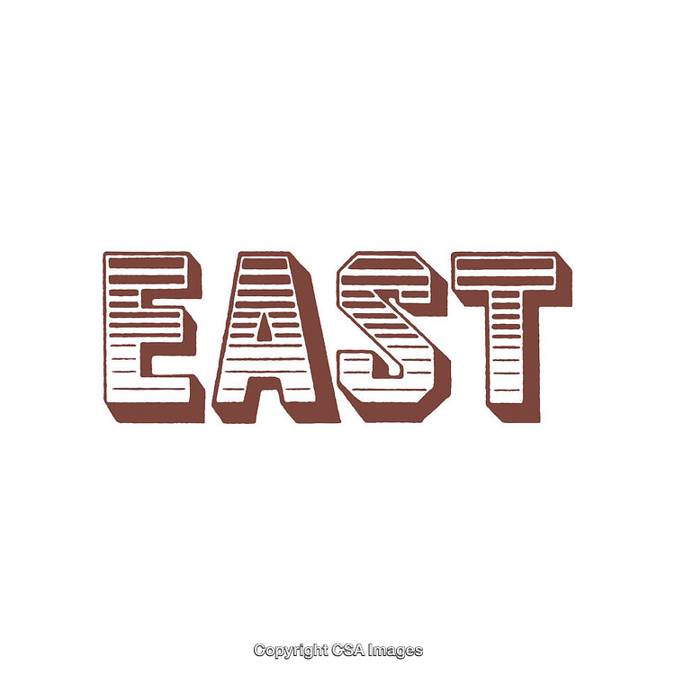 Bold Graphic Design Featuring the Word 'East' in a Retro Style