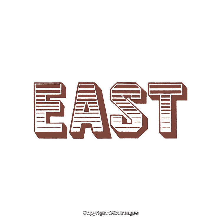 Bold Graphic Design Featuring the Word 'East' in a Retro Style
