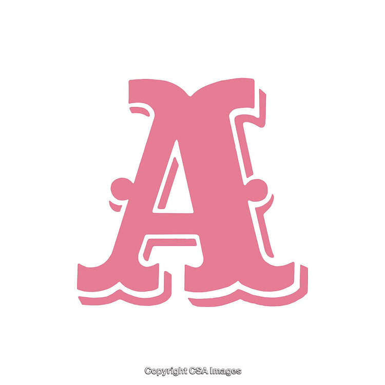 Stylized Pink Letter A on White Background in Bold Serif Font