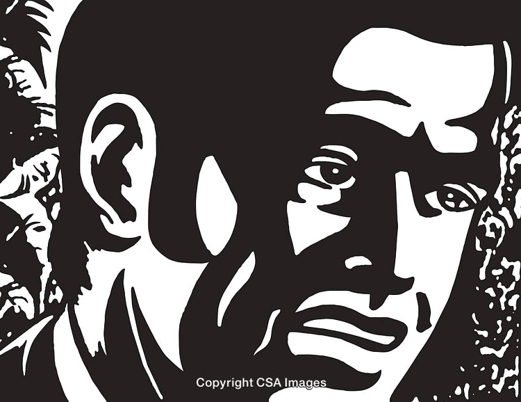Abstract High Contrast Portrait of a Thoughtful Man