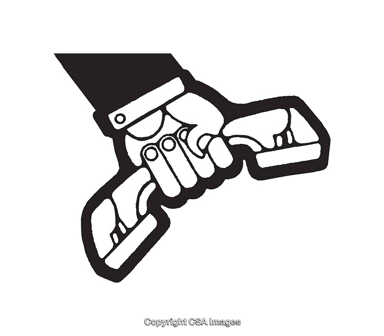 Black and White Line Art Illustration of a Gripping Hand Icon