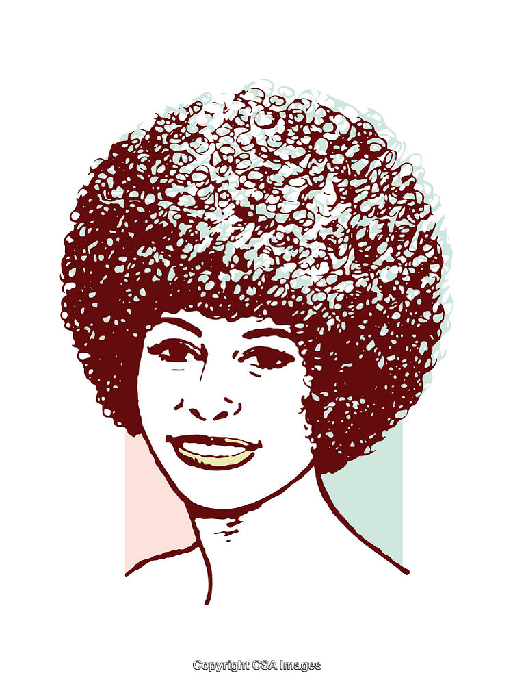 Retro Inspired Illustration of Smiling Woman with Curly Hair