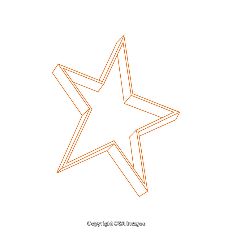 Outlined Geometric Star in Orange on White Background