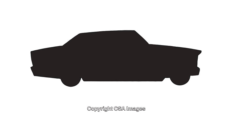 Silhouette of a Classic Retro Sedan in Black and White