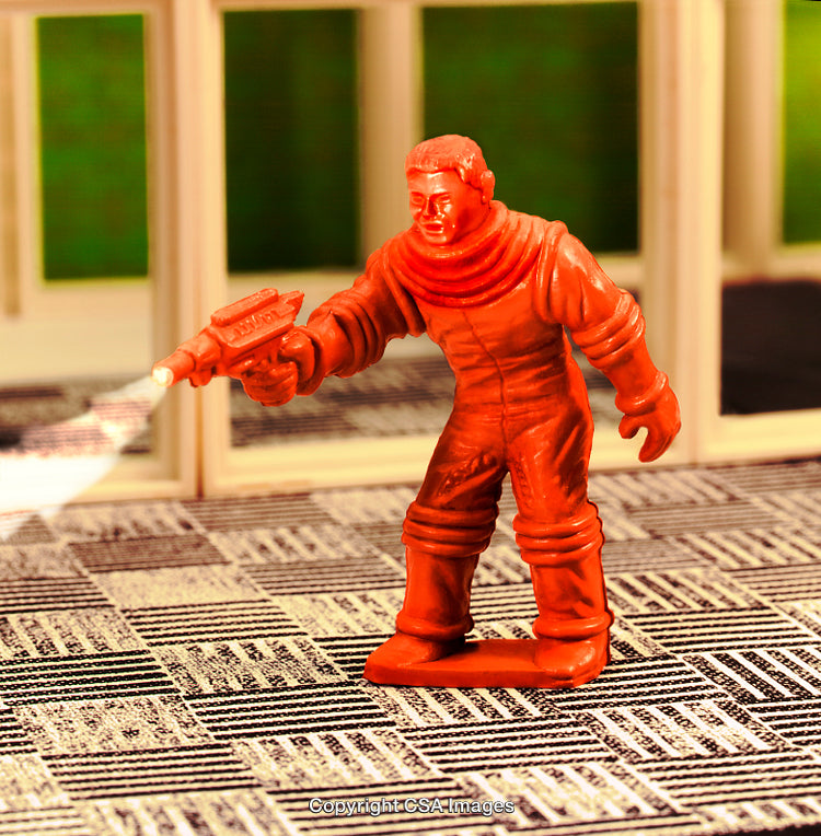 Close-Up of a Plastic Toy Figure Wearing a Space Suit