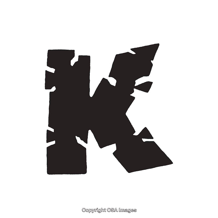 Creative Black Letter K Design with Jagged Artistic Shape