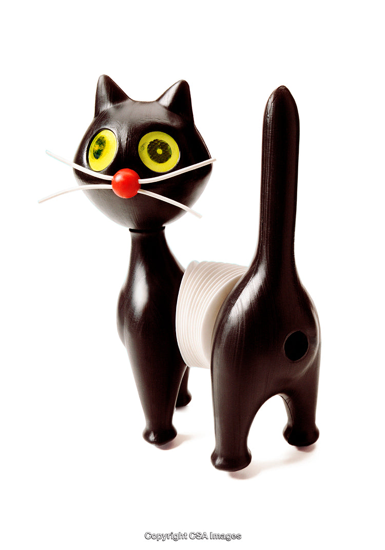 Abstract Black Cat-Shaped Toy with Unique Design and Vibrant Colors